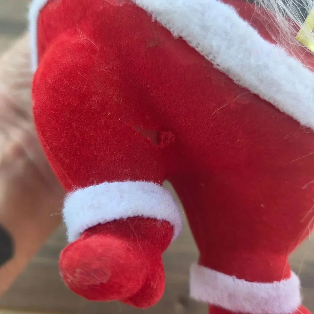Vintage Flocked Santa Claus Figurine Plastic Face 8.5
